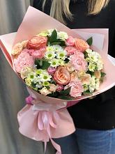 Букет цветов из:  Гвоздики, Розы и Хризантемы в Верхней Кугульте