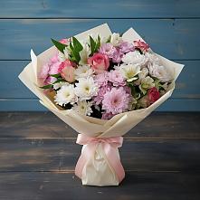 Букет цветов из:  Хризантемы, Альстромерии и Розы в Верхней Кугульте