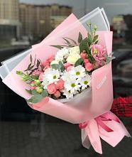 Букет цветов из:  Розы, Лизиантусы и Хризантемы в Верхней Кугульте