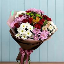 Букет цветов из:  Розы, Хризантемы и Альстромерии в Верхней Кугульте