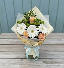 Букет цветов из:  Герберы, Розы и Хризантемы в Верхней Кугульте